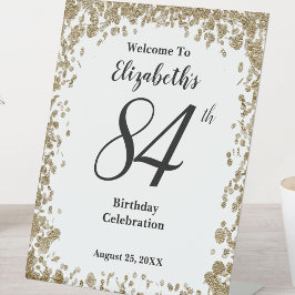 Expositor En L Cartel de bienvenida elegante para 84 cumpleaños c