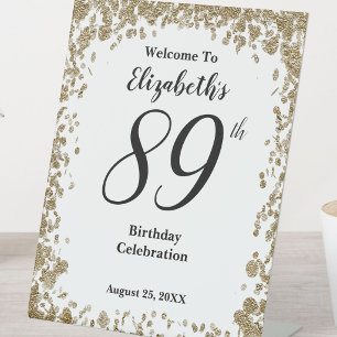 Expositor En L Cartel de bienvenida elegante para 89 cumpleaños c