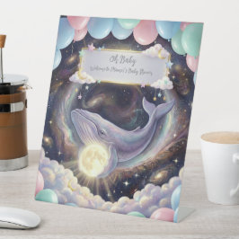 Expositor En L Cartel de Bienvenida para Baby Shower de Ballena G