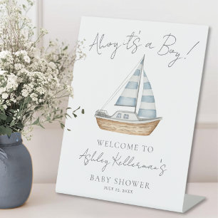 Expositor En L Cartel de bienvenida para baby shower de tema náut