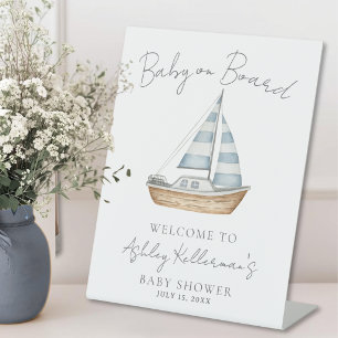 Expositor En L Cartel de Bienvenida para Baby Shower Náutico