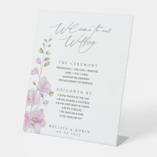 Expositor En L Cartel de bienvenida y horario minimalista floral