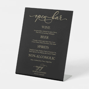 Expositor En L Cartel de boda elegante oro negro barra abierta