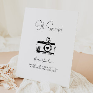 Expositor En L Cartel de Bodas con Hashtag y Foto Oh Snap Minimal