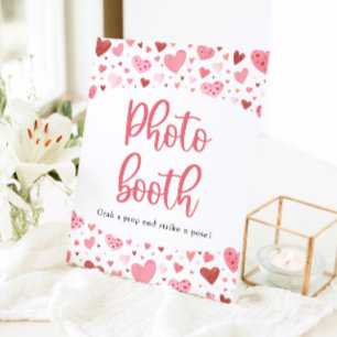 Expositor En L Cartel de cabina de fotos de San Valentín con cora