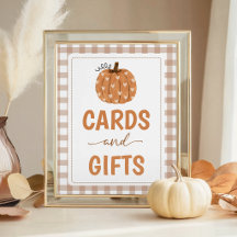 Cartel de Calabaza de Gingham Neutro 8x10 para Tar