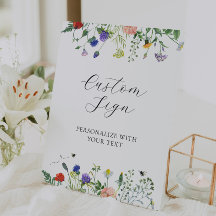 Cartel de campos de flores silvestres y abejas con