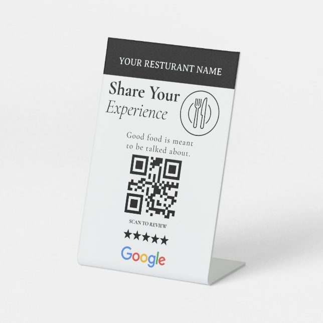 Expositor En L Cartel de código QR de Compartir tu Experiencia en (Anverso)