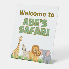 Expositor En L Cartel de cumpleaños de Safari upsherin