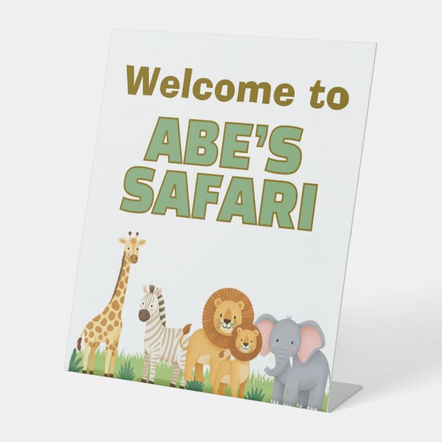 Expositor En L Cartel de cumpleaños de Safari upsherin (Anverso)