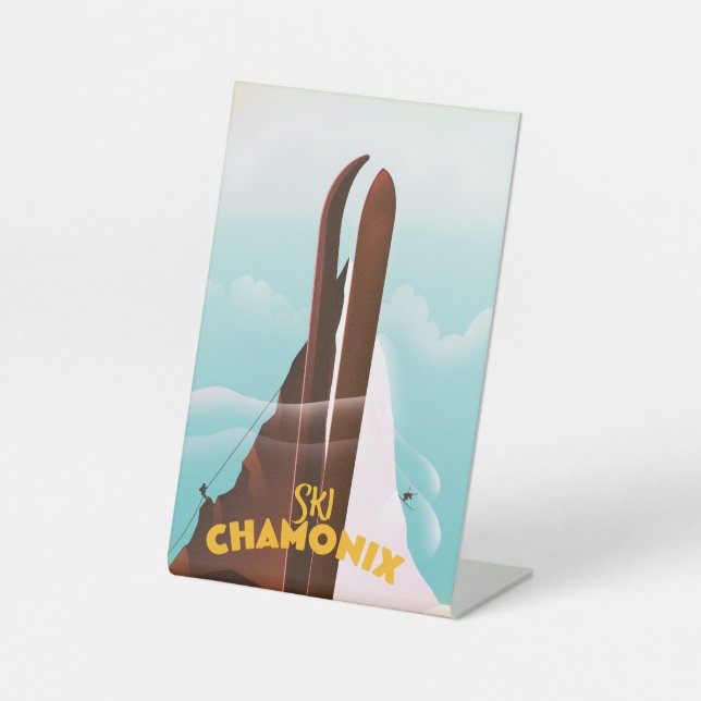 Expositor En L Cartel de esquí de Chamonix-Mont-Blanc (Anverso)