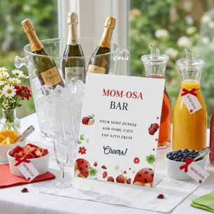 Expositor En L Cartel de favor de baby shower de niña mariquita
