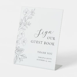 Expositor En L Cartel de Libro de Firmas de Boda Floral Minimalis