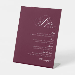 Expositor En L Cartel de menú de bebida de barra de Borgoña de ma