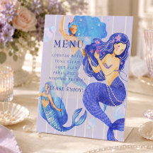 Cartel de menú para primer cumpleaños de sirena