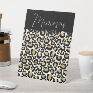 Expositor En L Cartel de mesa de fiesta con estampado de leopardo