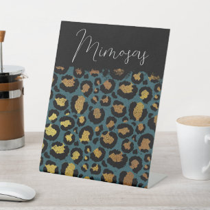 Expositor En L Cartel de mesa de fiesta con estampado de leopardo