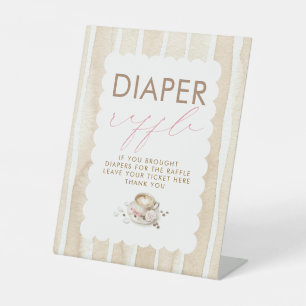 Expositor En L Cartel de mesa para baby shower de niña 'Rifa de p