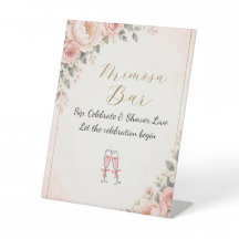 Cartel de Mimosa para Bridal Shower con Floral Ros