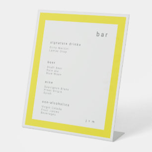 Expositor En L Cartel de pedestal de bar de bebidas amarillas min