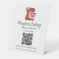 Cartel de pedestal de código QR para pagar aquí me