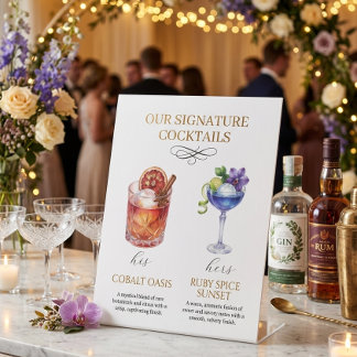 Expositor En L Cartel de pedestal para cócteles_signature de boda