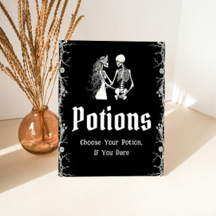 Expositor En L Cartel de Pociones de Esqueleto de Halloween Gótic