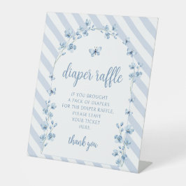 Expositor En L Cartel de rifa de pañal de bebé de mariposa azul