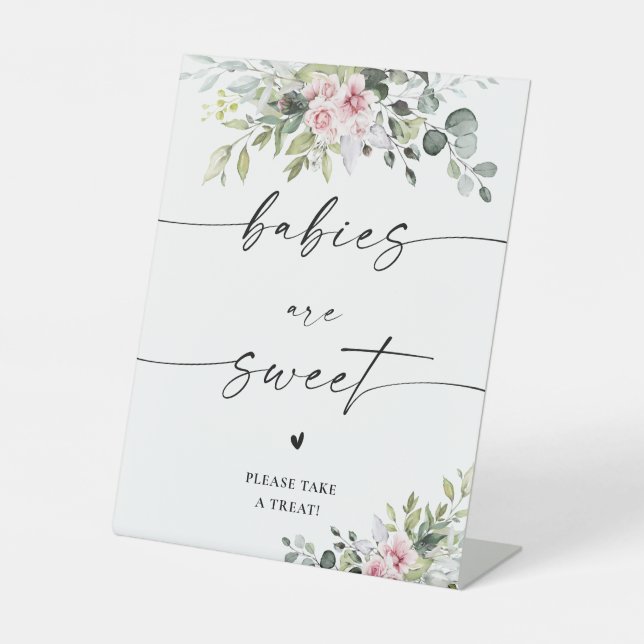 Expositor En L Cartel de Vegetación Rosa Claro Bebés Son Dulces (Anverso)