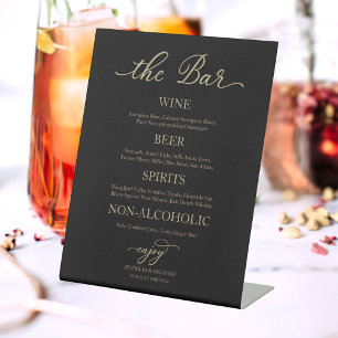 Expositor En L Cartel moderno de bar de cócteles de boda dorado y