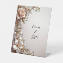 Carteles de mesa de flores suaves rosadas y blanca