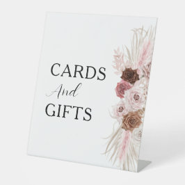 Expositor En L cartón de bautismo floral rosa polvoriento boho y