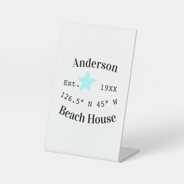 Expositor En L Casa de playa Fecha año coordenadas personalizadas (Anverso)