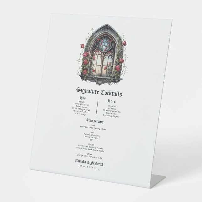 Expositor En L Castillo de fantasía oscura Ventana gótica Boda  (Anverso)