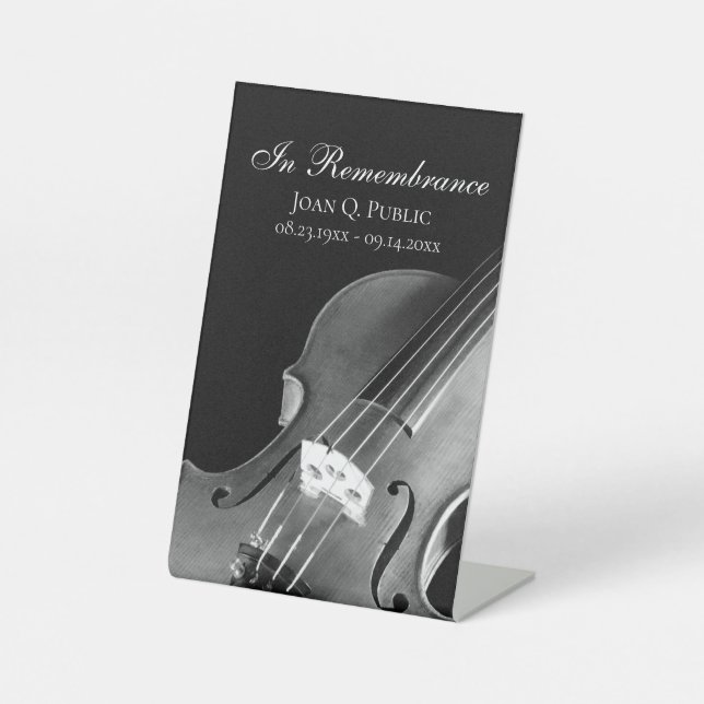 Expositor En L Celebración de la vida de músico de violín blanco  (Anverso)