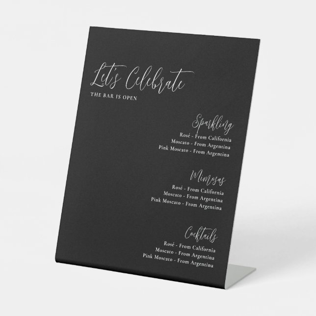 Expositor En L Celebremos el Moody Black Bridal Shower Bar (Anverso)