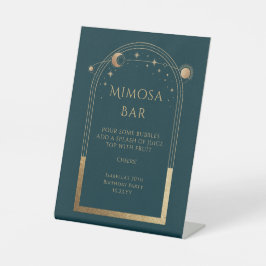 Expositor En L Celestial Green Gold Mimosa Bar Sun Moon Stars