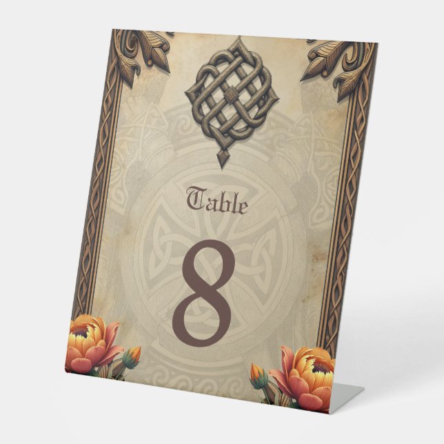 Expositor En L Celtic art and floral splendor in warm tones.  (Anverso)