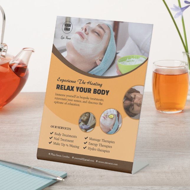 Expositor En L Centro de Spa Personalizado Rótulo Pedestal (In Situ)