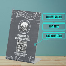 Chalkboard Banner Restaurant Menu QR Code