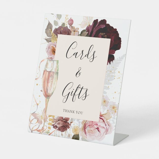 Expositor En L Champán Floral Rosa para Desayuno de Novia  (Anverso)