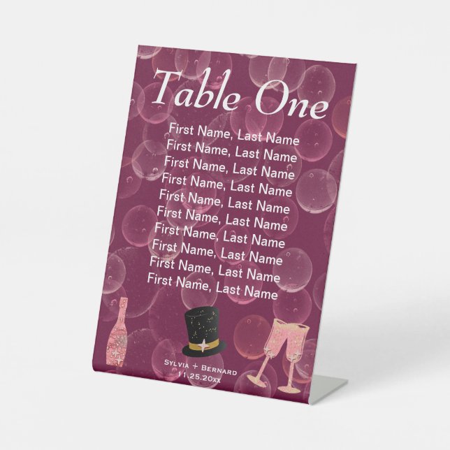 Expositor En L Champán picante y elegante número de la mesa super (Anverso)