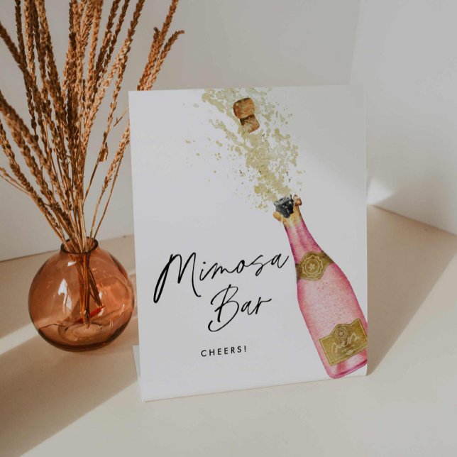 Expositor En L Champán rosa Mimosa Bar Bridal Shower (Pink Champagne Mimosa Bar Sign)