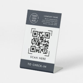 Expositor En L Check-In con Código QR | Logotipo empresarial sin 