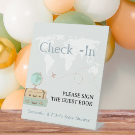 Expositor En L Check-In Guest Book Rótulo Travel Baby Shower