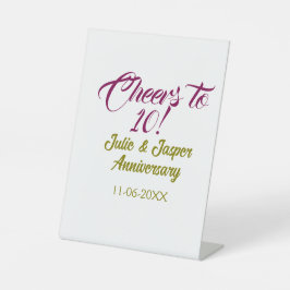 Expositor En L Cheers to 10th wedding anniversary mauve golden na