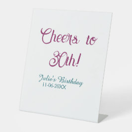 Expositor En L Cheers to 30th birthday name date mauve blue elega