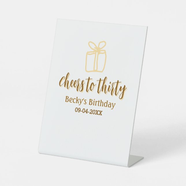 Expositor En L Cheers to thirty yellow brown birthday pastel gift (Anverso)