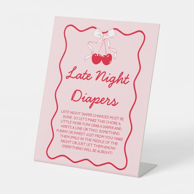Expositor En L Cherry Baby Shower Late Night Diapers Game (Anverso)