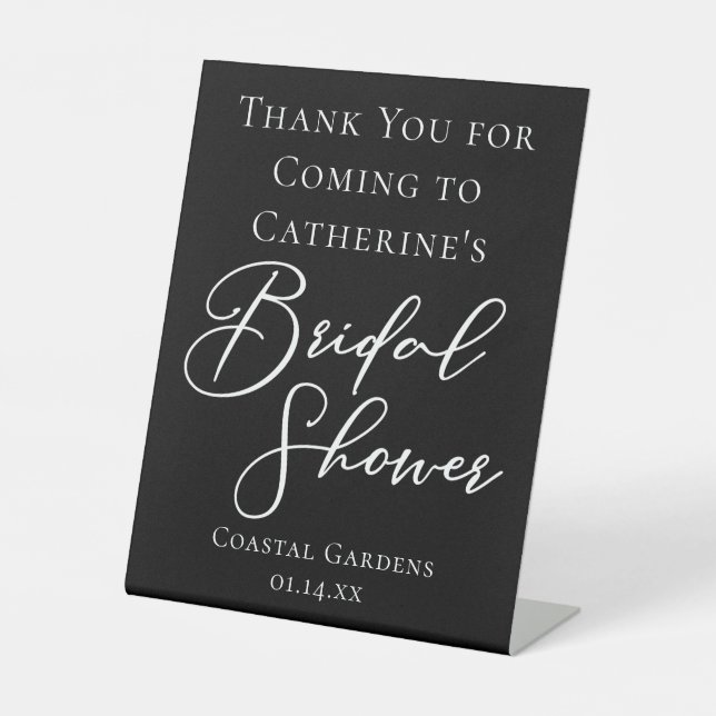 Expositor En L Chic Black Bridal Shower Personalized Welcome (Anverso)